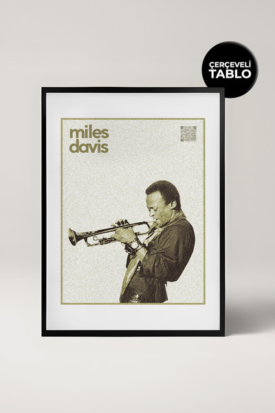 House Gorgeous Miles Davis Qr Code Music Giants Collection Black Framed Desig...