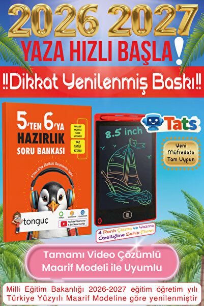 Tonguç Yayınları 5'ten 6'ya Hazırlık Tüm Dersler Soru Bankası Yaz Tatili Kita...