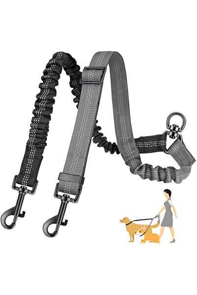 choice2 Grey 1.6ft Long Dual Dog Leash Attachment - Double Leashes for Traini...