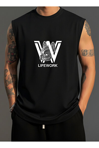 FAVORİST Men's Zero Sleeve Mix Printed T-Shirt