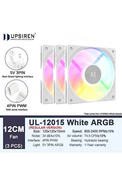 Choice مراوح يحافظ على البرودة هيكل رفيعة من نوع UPSIREN UL-12015W ARGB، لون ...