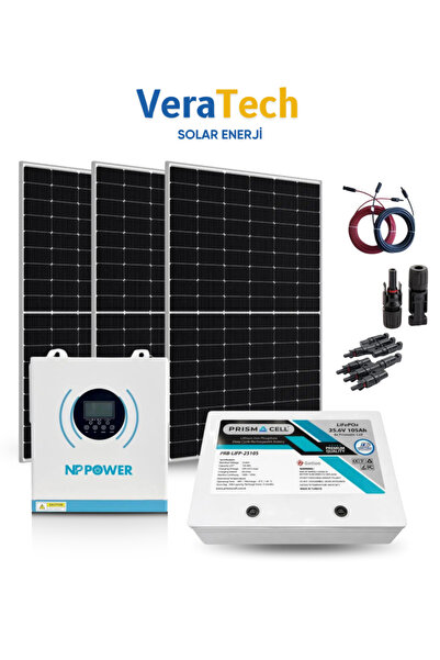 TSM VeraTech 3kW Bağ Evi Lityum Solar Paketi - 450W TOPCon Half Cut Güneş Pan...