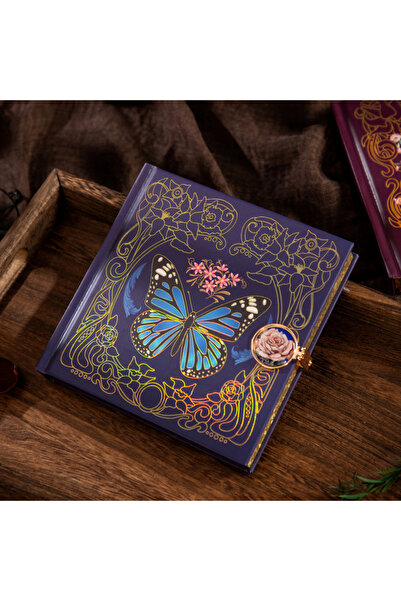 Choice3 14.2x14.2cm Blue Retro Square Magnetic Buckle Hardcover Notebook,Goth...