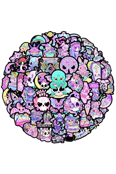 Choice 50pcs 50Pcs Purple Gothic Dark Series Horror Cartoon Stickers DIY Phon...