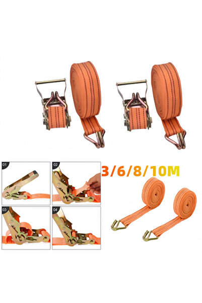 Choice 8 Meter Heavy Duty Ratchet Tie Down Straps 3-10 Meter Double Hook Lash...