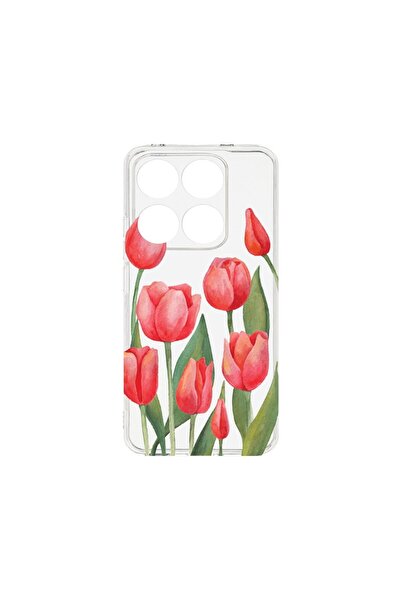 bestcase Husa pentru Xiaomi 14T, BestCase¬Æ Clear Silicon 2MM, Red Tulips, An...