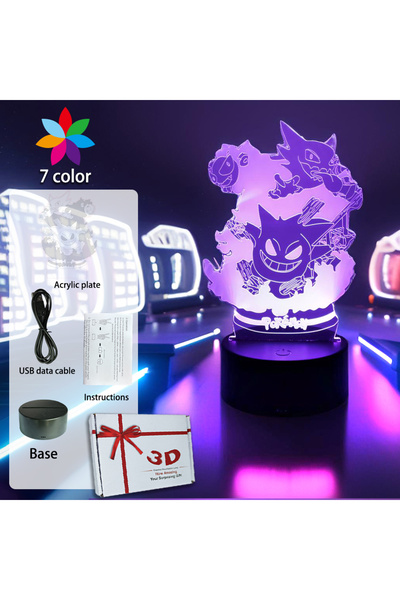 Choice4 مصباح ليلي ثلاثي الأبعاد بتصميم أنمي من بانداي، طراز Pok01-B7color-HZ...
