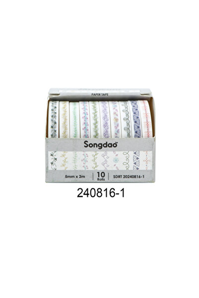 Choice8 20240816-1 10 لفات/علبة من شريط ورق واشي بتصميم زهور ونباتات، مادة زخ...