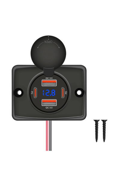 Choice3 kebidumei Daul QC3.0 Dual PD QC3.0 PD Car Fast Charger Socket 12V/24V...