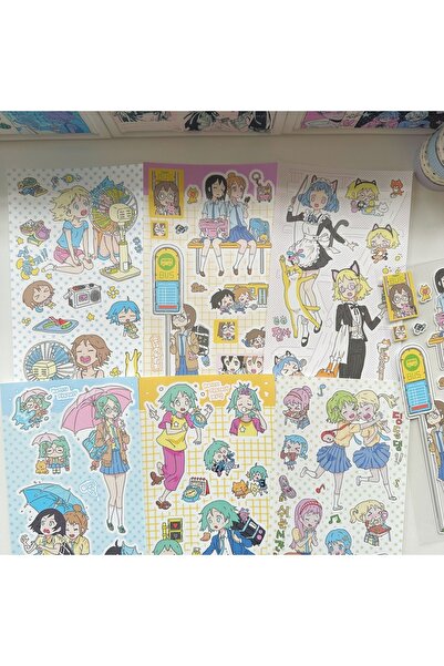 Choice3 6PCS 1/6PCS Korean Cute Graffiti Cartoon Anime Character Sweet Girl S...