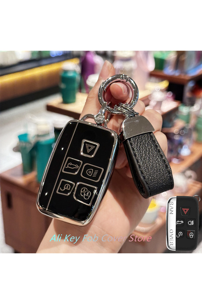 Choice8 غطاء مفتاح أسود مع سلسلة مفاتيح لسيارات إيفوك وفيلار وسبورت وديسكفري ...