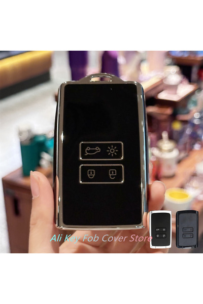 Choice11 غطاء مفتاح أسود مع سلسلة مفاتيح لرينو كوليوس وكابتور وميجان وكليو وس...