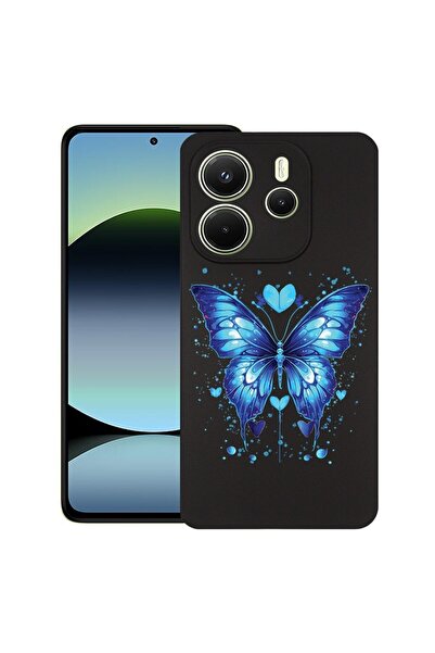 bestcase Θήκη για Xiaomi Redmi Note 14, Μπλε Πεταλούδα, Λεπτή Σιλικόνη 0.8MM,...
