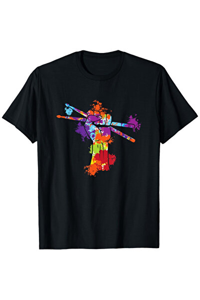 yiou trendy clothing Men's Drummer Ink Splatter Art Pattern T-shirt