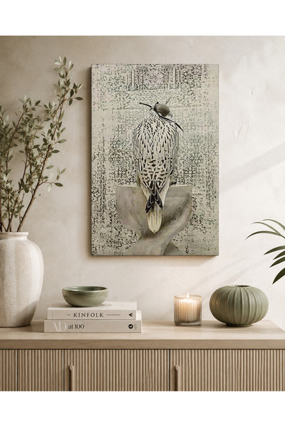 Ghaith Store White Falcon Canvas Art - Luxurious Wall Decor for a Modern Arti...