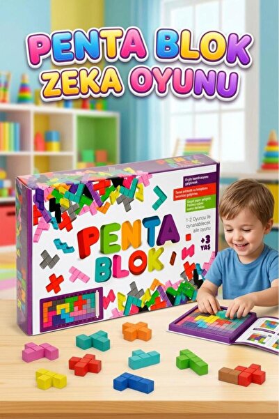 Tıfıl Toys 22 Parçalı Renkli 12 Çeşitli Şekilli Penta Bloklu 1-2 Kişilik Zeka...