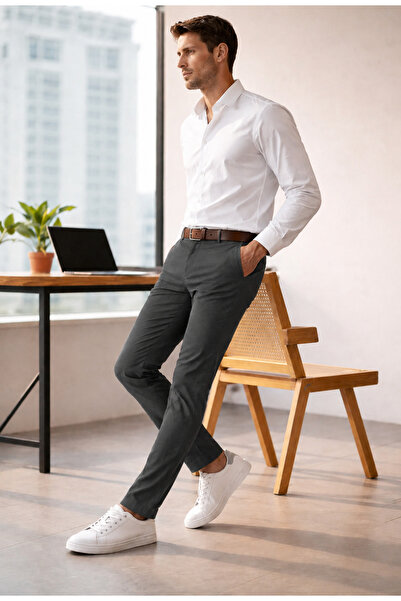 WE&ME Men's Slim Fit Lycra Casual Trousers – Flexible Comfortable Fit