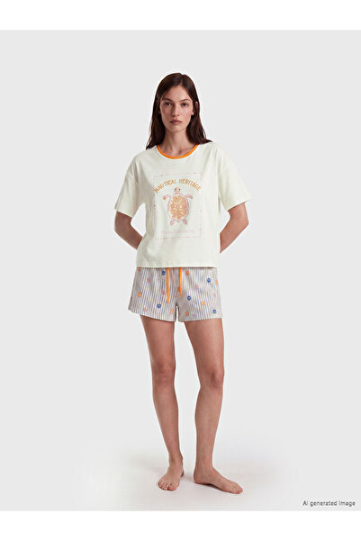 LC Waikiki I Sıfır Roba Yaka Printed Women's Shorts Pajama Set from Freezen S...