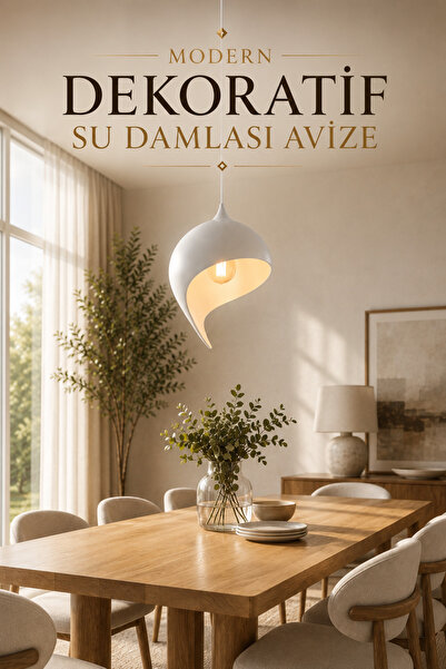 Trezon Modern Dekoratif Su Damlası Avize Beyaz LED Ampul Hediyeli