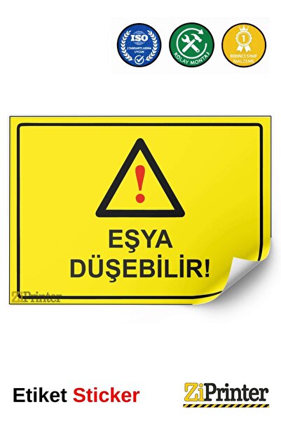 ZiPrinter يمكن للأشياء أن تسقط! ملصق لافتة تحذيرية isg مقاس 25x35 سم