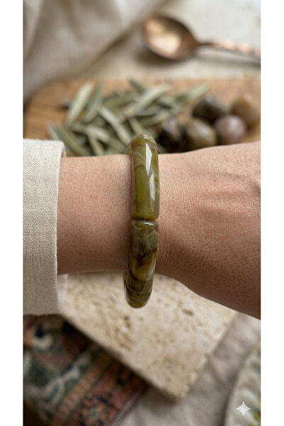 lotusbybuket Khaki Green Bohemian Style Flexible Bracelet