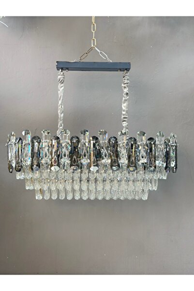 Led YENİ MODEL OVAL LÜX SALON AVİZE KROM RENK