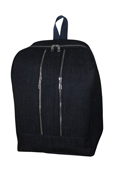 MEBES Denim Fabric Notebook Backpack Navy Blue Color