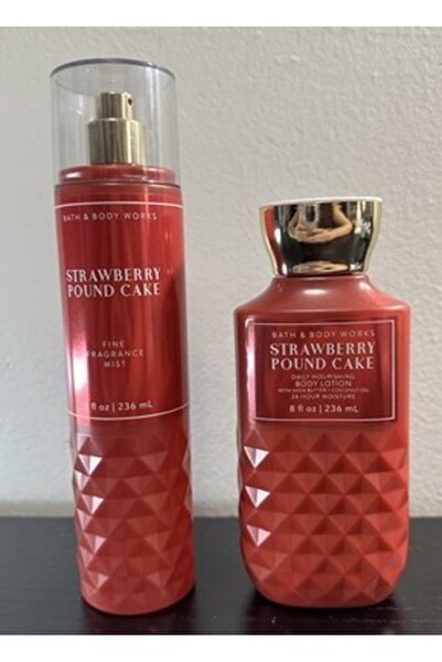 Bath & Body Works مجموعة رذاذ عطري فاخر ومرطب للجسم برائحة كعكة الفراولة