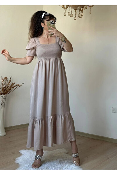 AZRA BUTİK Princess Dress Beige
