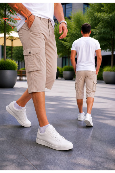 NARİN JEANS Pantaloni scurți bermuda pentru bărbați, lungi, cu buzunare cargo...