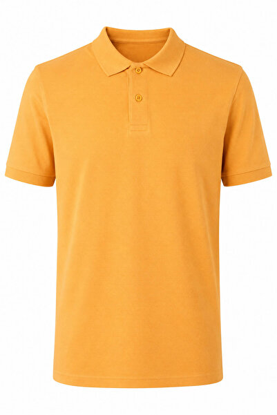 trender 2127 Plain Pique Mustard Men's Polo Neck T-Shirt 26Yl71L58019