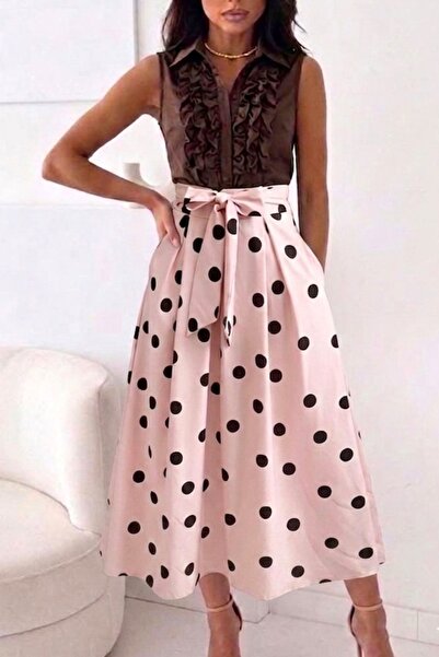 FashionForYou NORINE elegant Polka Dot skirt, with bow at the waist and pocke...