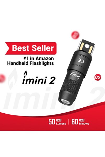 OLİGHT imini 2 (Black), 50 Lumens Keychain Flashlight, Rechargeable Mini LED Flashlight, 60 Minutes Runtime, for Everyday Carry, Keychain, Emergency