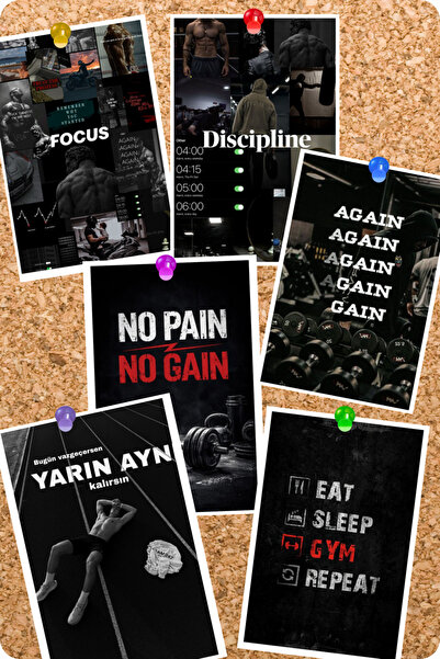 GameBulance Motivational Gym Fitness Themed 6 Piece Clipboard Card Set |   Mo...