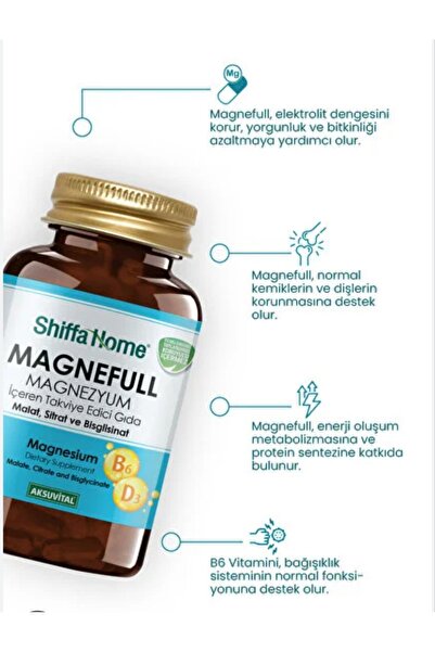 Aksu Vital - Shiffa Home Magnefull-Magnezyum Malat Sitrat ve Bisglisinat 60 tablet