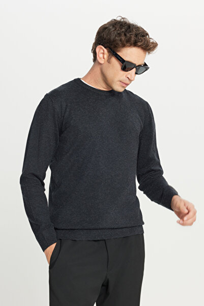 ALTINYILDIZ CLASSICS Men's Anthracite-Melange Wool Standard Fit Regular Cut C...