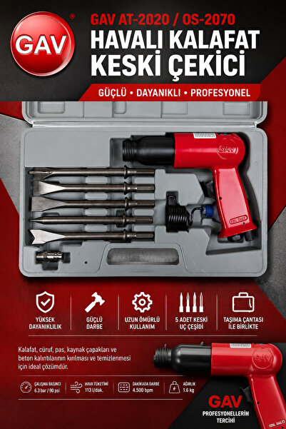 GAV Os-2070 Havalı Kalafat Keski Çekici Takımı 190mm