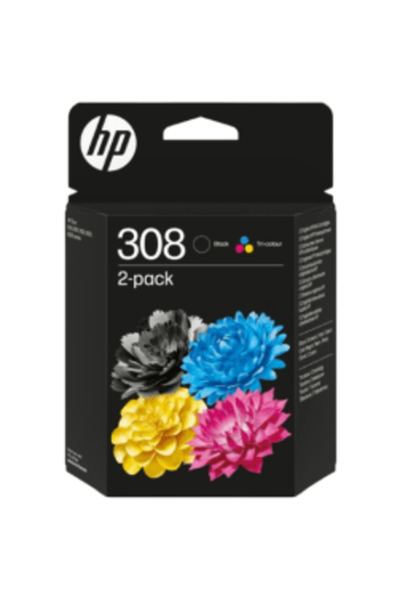 HP 308 Ink Cartridge Set, 2 original ink cartridges, Black and Tricolor