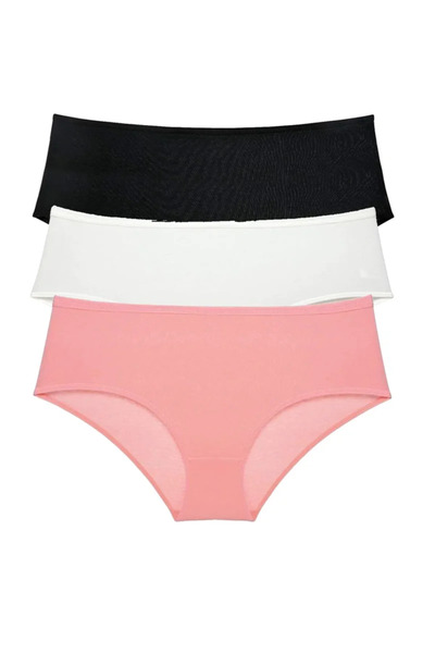 MODANI SEÇ 3 Pieces Women's High Waist Bato Panties Black Cream Powder