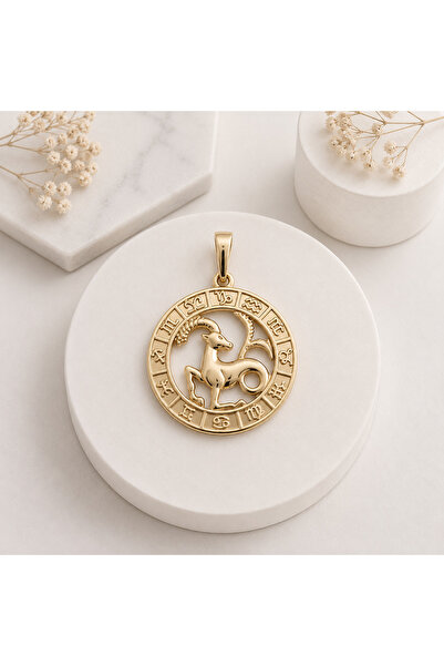 XUPING JEWELRY Oğlak Burcu Kolye Ucu/Xupıng 14K Gold Kaplama/Astroloji Takısı...