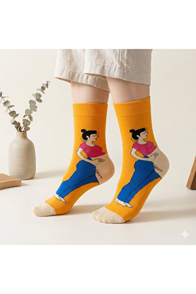 Çorap Kurdu Pregnant Women Patterned Colorful Socket Socks