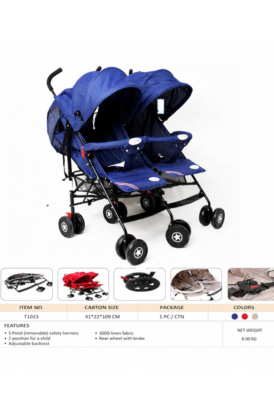 Generic Double Baby Stroller Twin Pram Foldable Lightweight Side by Side Baby...