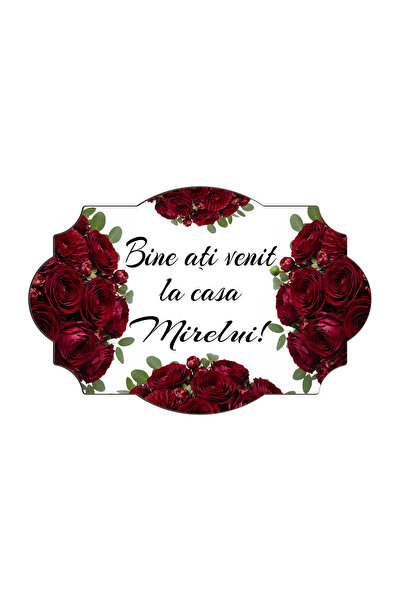 OEM "Welcome to the Groom's House" Sign, Red Flowers Design, 46x31 cm
