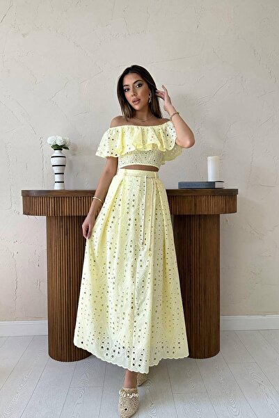 ozelia Yellow Gipeli Blouse Skirt Set
