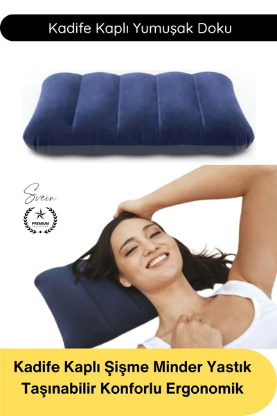 Svein #Yastık Kadife Kaplı Şişme Minder Yastık Taşınabilir Konforlu Ergonomik...