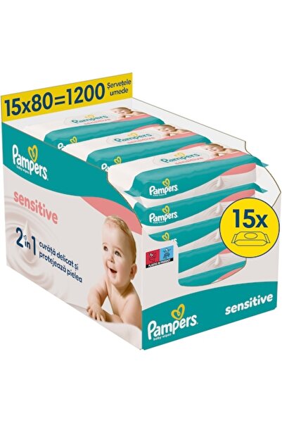 Pampers Sensitive Wet Wipes, 15 packs x 80 wipes, 1200 pcs