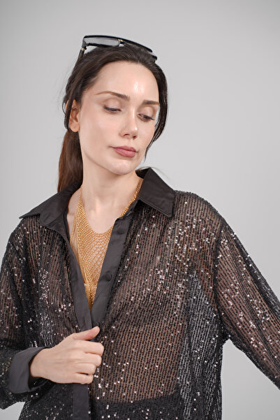 mayrem Oversize Kesim Pul Payet Gömlek