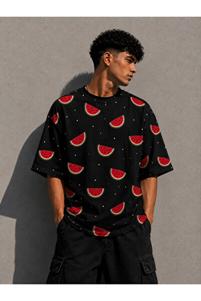Nulivez Palestine Watermelon Patterned Oversize Unisex T-Shirt – Watermelon P...