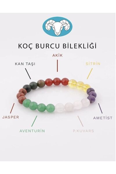 Zodyak Doğal Taş Natural Stone Bracelet from Aries