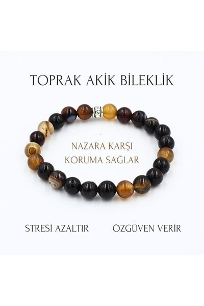 Zodyak Doğal Taş Natural Stone Agate Bracelet 8mm | Soil Agate Natural Stone ...